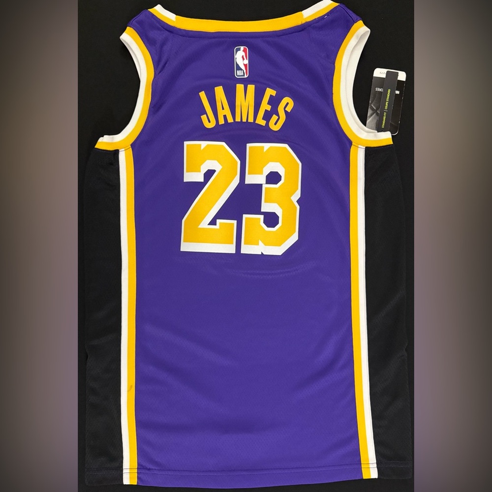 NWT Nike LeBron James Los Angeles Lakers #23 Purple Statement Swingman Jersey 40 - Picture 6 of 7